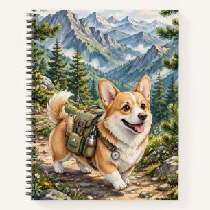 Corgi Wandelt in Bergen Aquarel Notitieboek