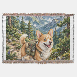 Corgi Wandelt in Bergen Aquarel Worpdeken Deken