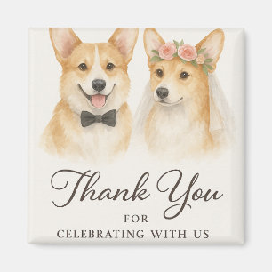 Corgi Watercolor Bruiloft Bedankt Magneet