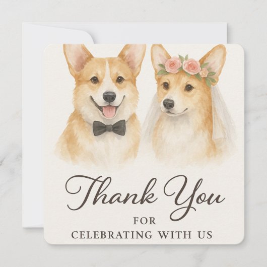 Corgi Watercolor Trouw Dank je wel (Voorkant)