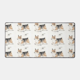 Corgi Watercolor – Whimsicale Japanse Inkt Honden  Bureaumat