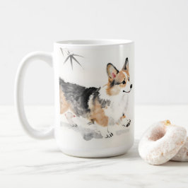 Corgi Watercolor – Whimsicale Japanse Inkt Honden  Koffiemok