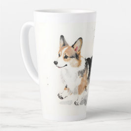 Corgi Watercolor – Whimsicale Japanse Inkt Honden  Latte Mok