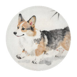 Corgi Watercolor – Whimsicale Japanse Inkt Honden  Snijplank