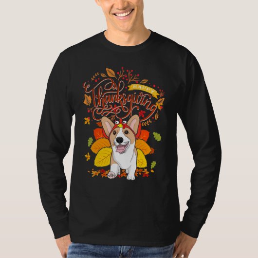 Corgi Wearing Turkey Pet Herfst herfst Thanksgivin T-shirt (Voorkant)