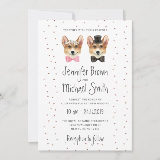 Corgi Wedding Dog Bride Groom Couple Valentijnse Kaart (Voorkant)