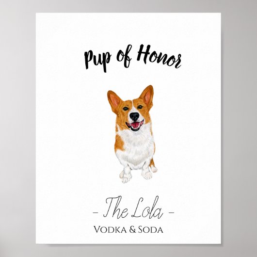 Corgi Wedding Drink Sign Poster (Voorkant)