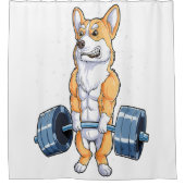Corgi Weightlifting Deadlift Men Ness Gym Workout Douchegordijn (Voorkant)