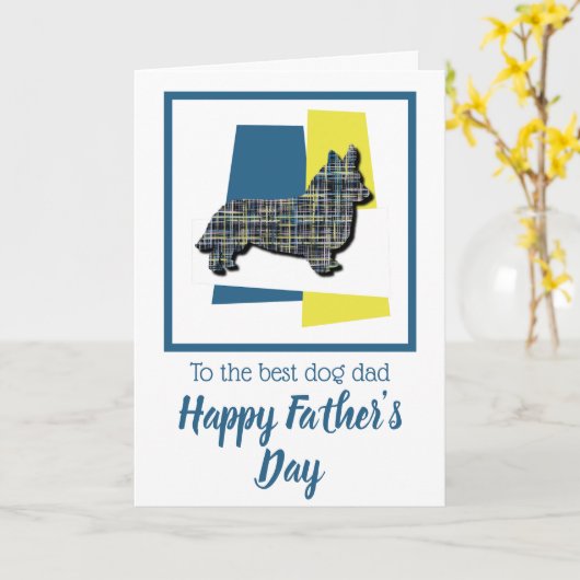 Corgi Welsh Dog Driekleur Vaderdag Kaart (Gele Bloem)