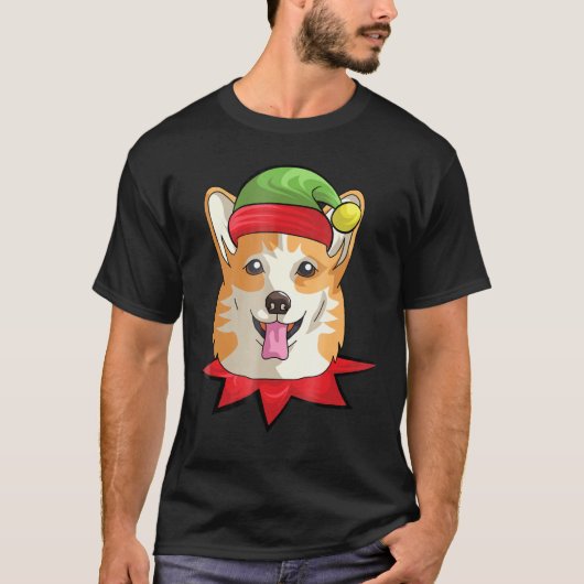 Corgi Welsh Dog Elf Kerstmis Gif T-shirt (Voorkant)