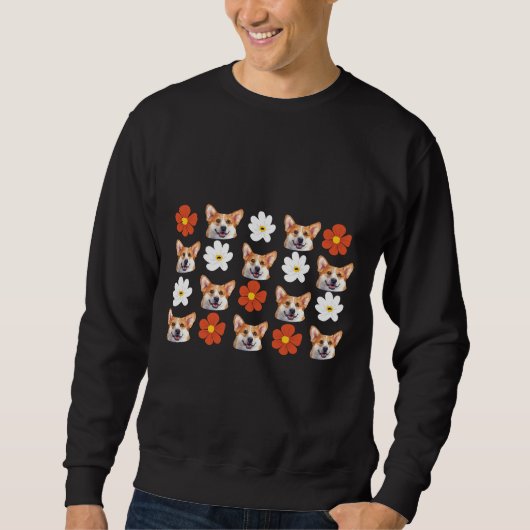 Corgi Welsh Dog Flower Cute Face Masker Trui (Voorkant)