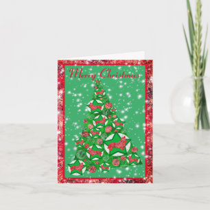 Corgi Welsh Dog Kerstballen Kerstboom met Sterren Kaart