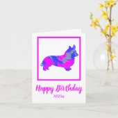 Corgi - Welsh Dog Silhouette Funny Birthday Kaart (Gele Bloem)