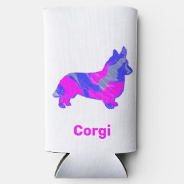 Corgi Welsh Dog Silhouette Hot Pink & Blue Seltzer Blikjeskoeler