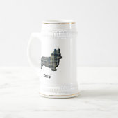 Corgi Welsh Dog Silhouette Yellow & Black Grid Bierpul (Voorkant links)