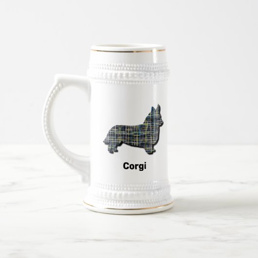 Corgi Welsh Dog Silhouette Yellow & Black Grid Bierpul (Links)