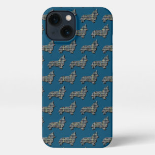 Corgi Welsh Hond Leuk Silhouet Raster Blauw iPhone 13 Hoesje