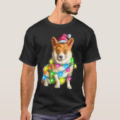 Corgi Welsh kerstboomverlichting voor honden T-shirt (Voorkant)