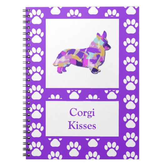Corgi Welsh Kisses Hond Silhouet PurplePY&B Notitieboek (Voorkant)
