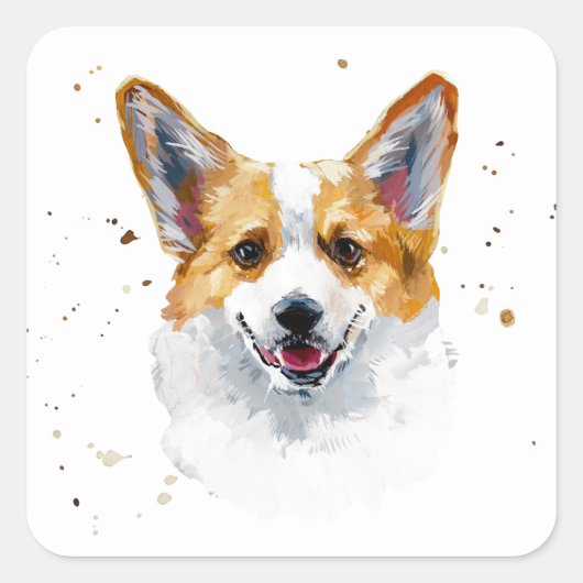 Corgi Welsh Pembroke Cute Corgi Dog Vierkante Sticker (Voorkant)