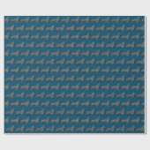 Corgi Welsh Y&B Raster Line Blauw Cadeaupapier (Vlak)
