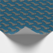 Corgi Welsh Y&B Raster Line Blauw Cadeaupapier (Hoek)