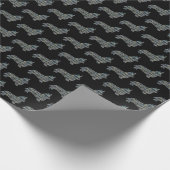 Corgi Welsh Y&B Raster Line Zwart Cadeaupapier (Hoek)