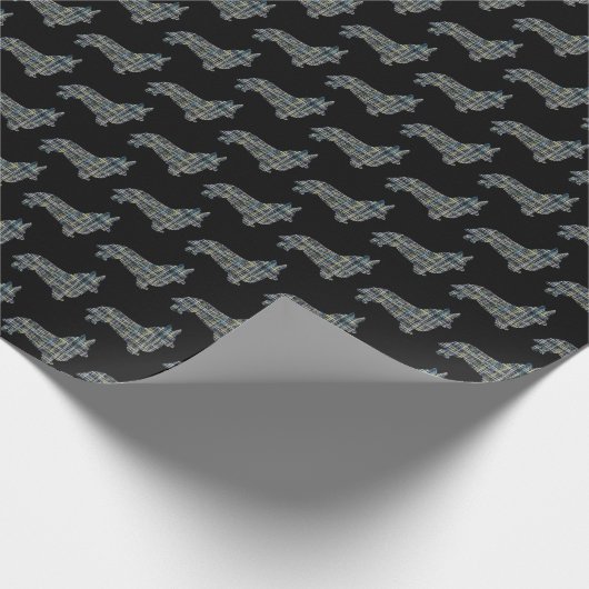 Corgi Welsh Y&B Raster Line Zwart Cadeaupapier (Hoek)