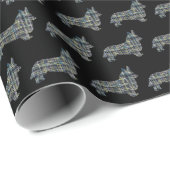 Corgi Welsh Y&B Raster Line Zwart Cadeaupapier (Rol Hoek)