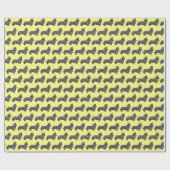 Corgi Welsh Y&B Rasterlijn Geel Cadeaupapier (Vlak)