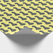 Corgi Welsh Y&B Rasterlijn Geel Cadeaupapier (Hoek)