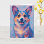 Corgi Wenskaart Kaart (Gele Bloem)