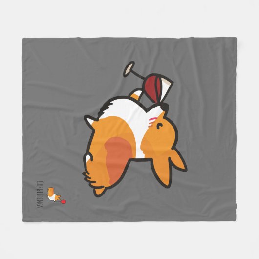 Corgi Wine Fleece Blanket (Voorkant (Horizontaal))