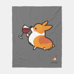 Corgi Wine Fleece Blanket Deken