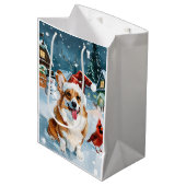 Corgi Winter Wonderland Christmas Joy Medium Cadeauzakje (Voorkant Gekanteld)