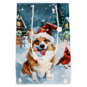 Corgi Winter Wonderland Christmas Joy Medium Cadeauzakje (Achterkant)