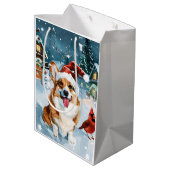 Corgi Winter Wonderland Christmas Joy Medium Cadeauzakje (Achterkant Gekanteld)