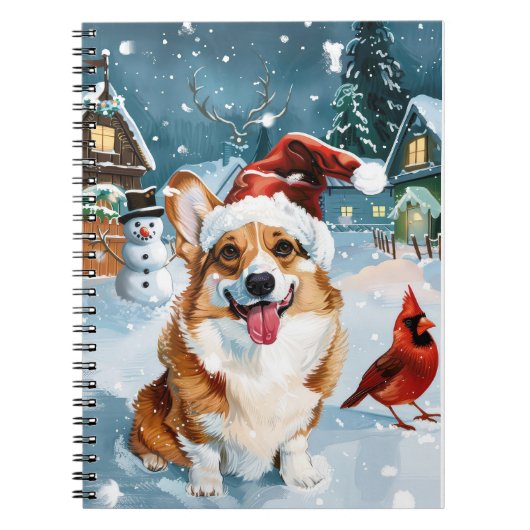 Corgi Winter Wonderland Christmas Joy Notitieboek (Voorkant)
