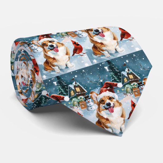Corgi Winter Wonderland Christmas Joy Stropdas (Opgerold)