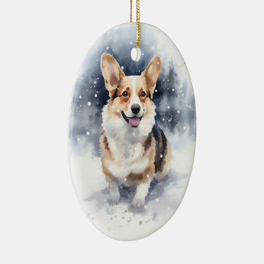 Corgi Winter Wonderland Keramisch Ornament (Rechts)