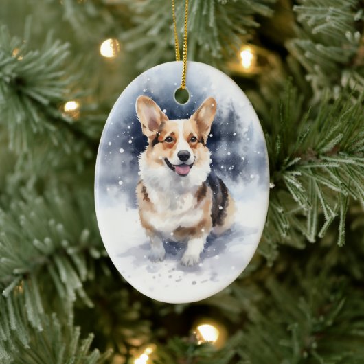 Corgi Winter Wonderland Keramisch Ornament (Boom)