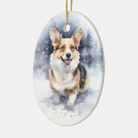 Corgi Winter Wonderland Keramisch Ornament (Links)
