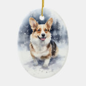 Corgi Winter Wonderland Keramisch Ornament (Voorkant)