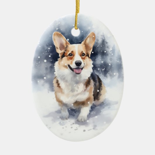 Corgi Winter Wonderland Keramisch Ornament (Voorkant)