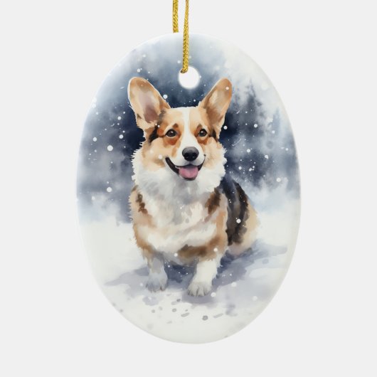 Corgi Winter Wonderland Keramisch Ornament (Achterkant)
