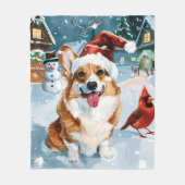 Corgi Winter Wonderland Kerstvreugde Fleece Deken (Voorkant)