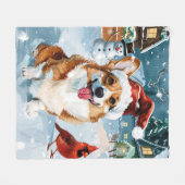 Corgi Winter Wonderland Kerstvreugde Fleece Deken (Voorkant (Horizontaal))
