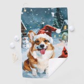 Corgi Winter Wonderland Kerstvreugde Golfhanddoek (Insitu)