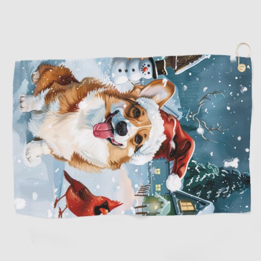 Corgi Winter Wonderland Kerstvreugde Golfhanddoek (Horizontaal)