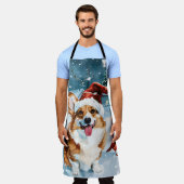 Corgi Winter Wonderland Kerstvreugde Schort (Gedragen)